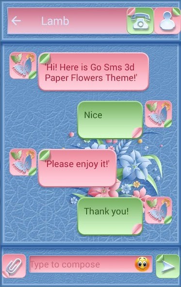 GO SMS PRO THEME 3D PAPER FLOWERS BUTTERFLIESMod  Apk v1.0(Paid for free)