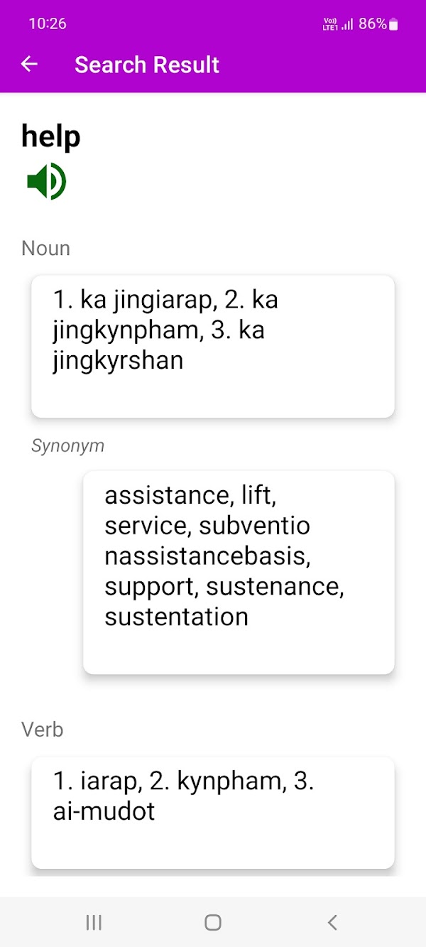 English To Khasi Dictionary